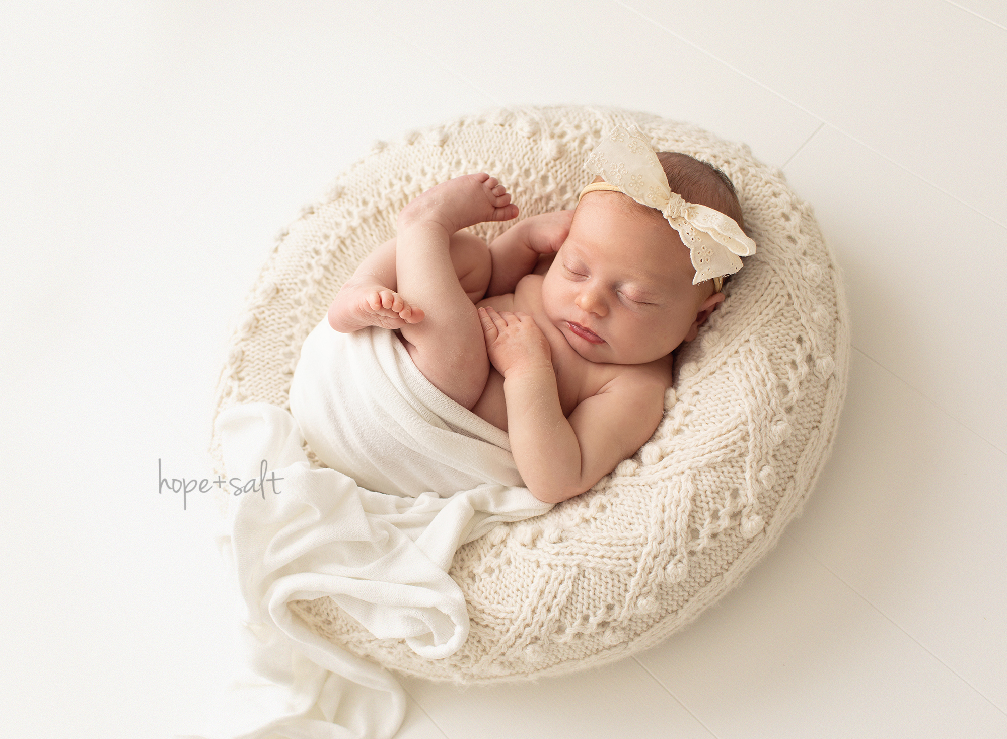 studio newborn session by waterdown baby photographer with a girly boho style and vibe